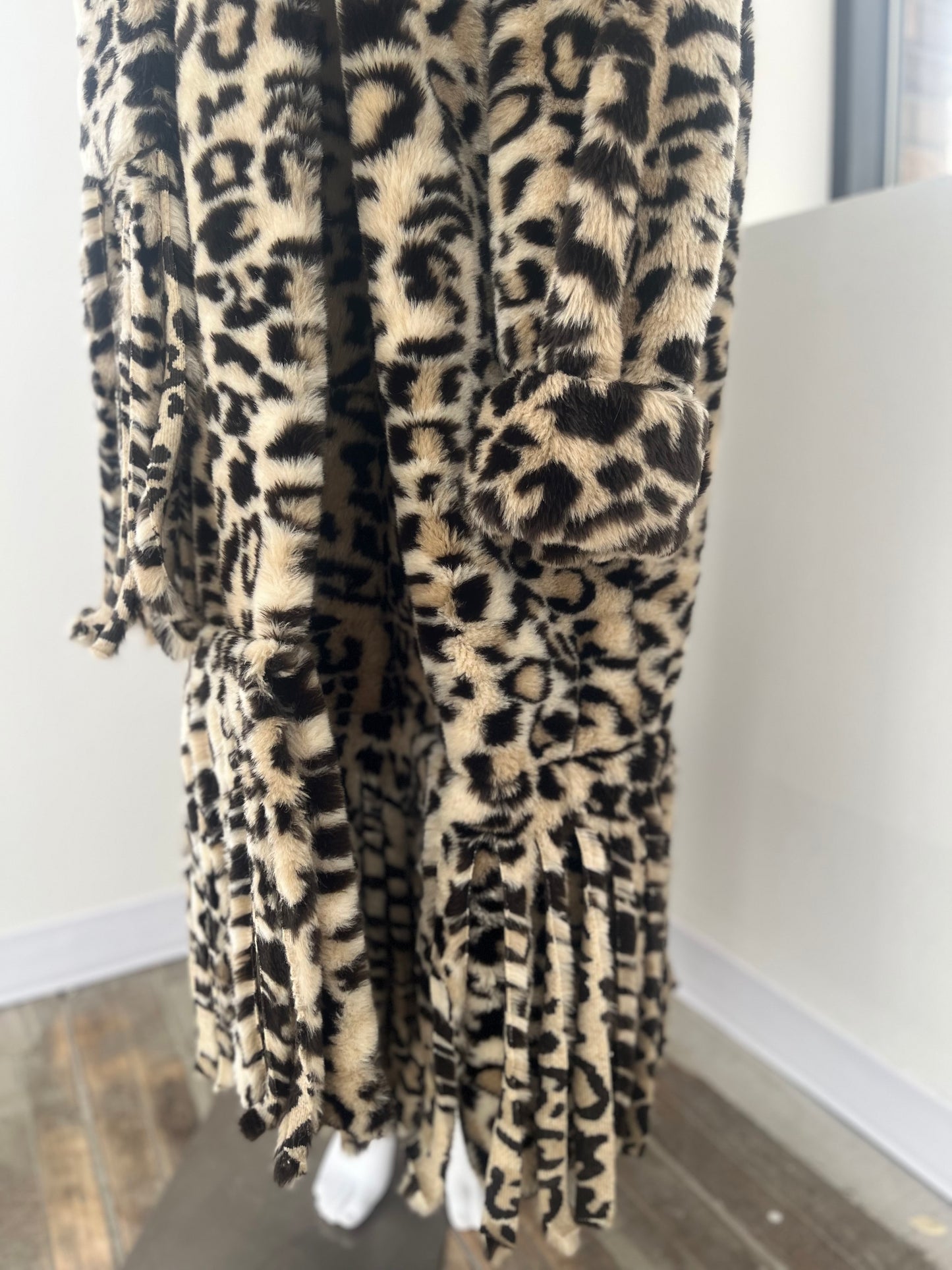 Vintage 1980s Animal Print Faux Fur Long Coat XL-3XL