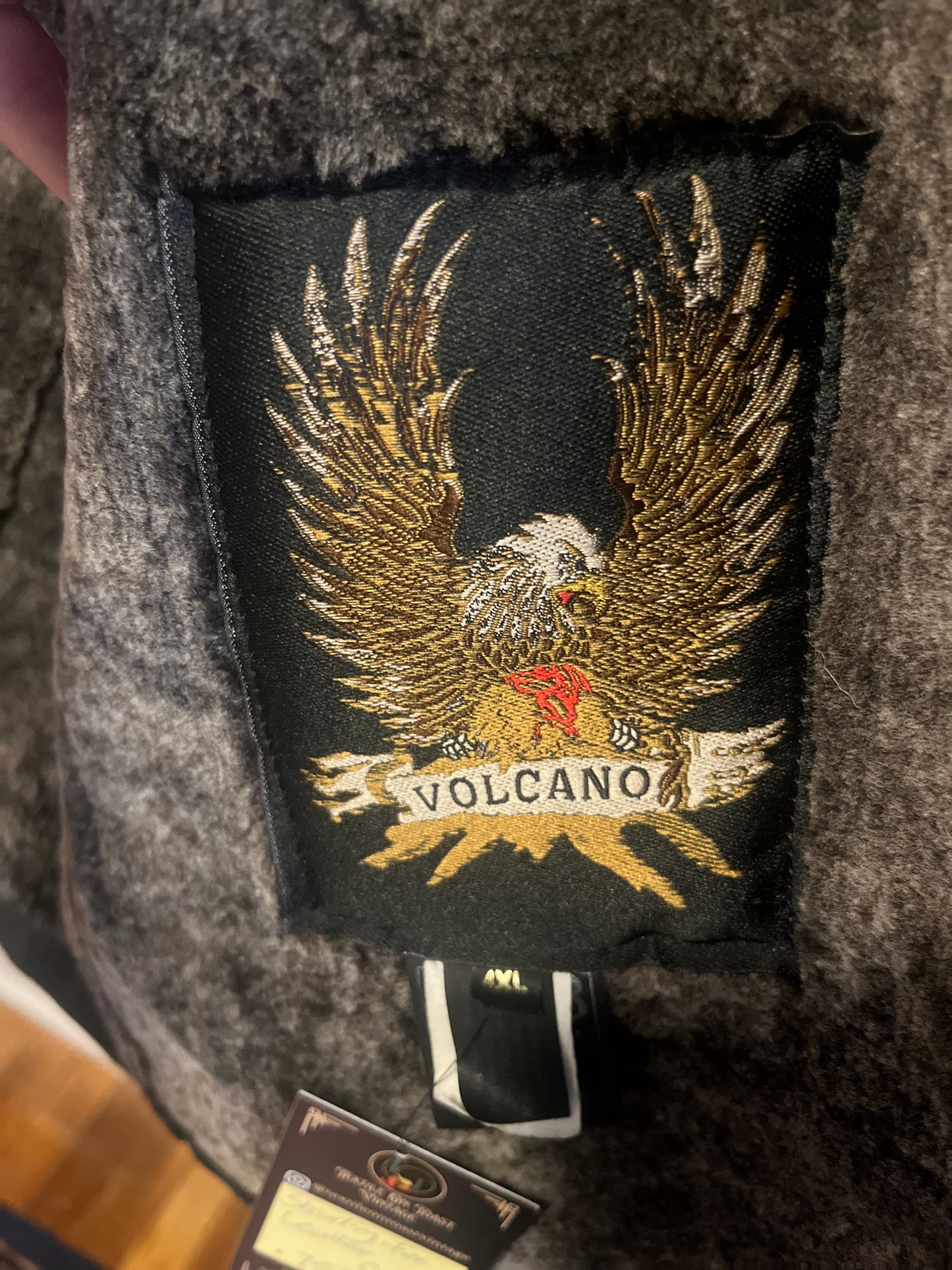 "Volcano" Leather Fur Collar Fringe Eagle Coat L-XL